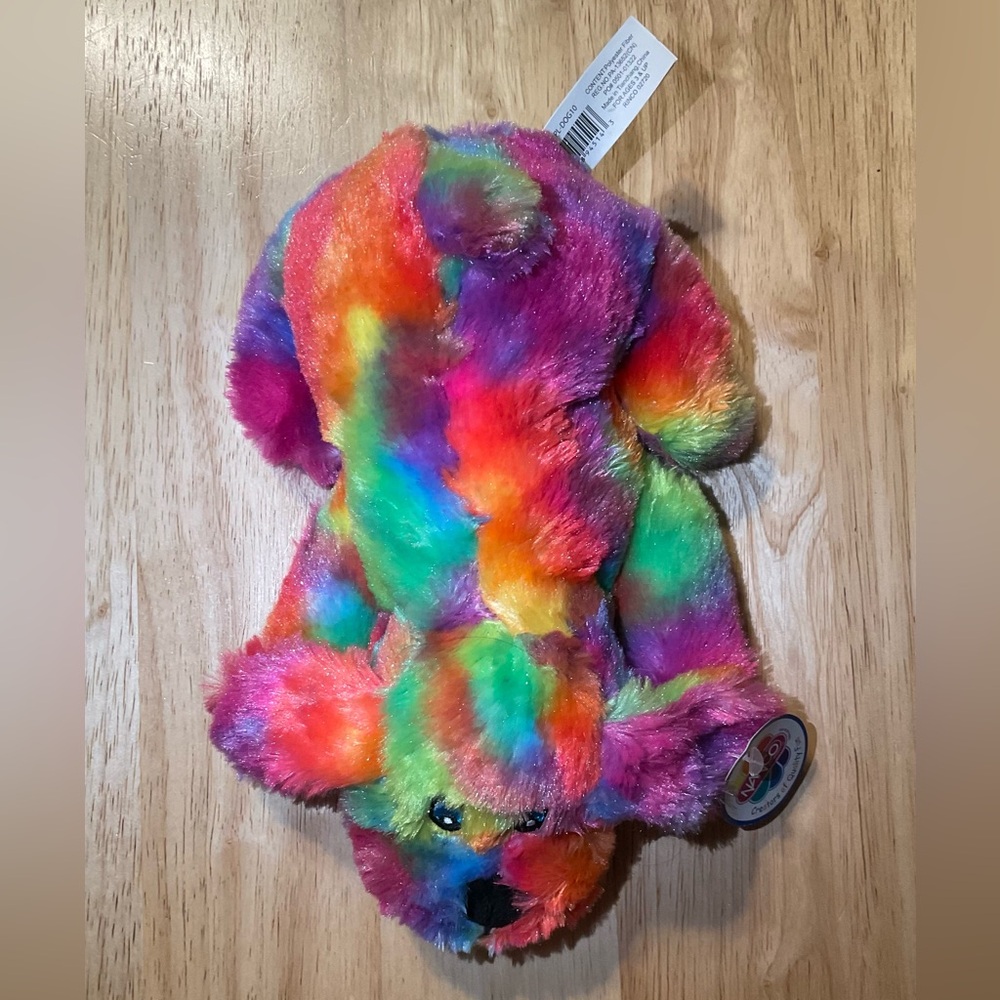 Nanco 9” Plush Stuffed Animal Rainbow Tie Dye Dog Puppy PL-DOG10. Bright Colors